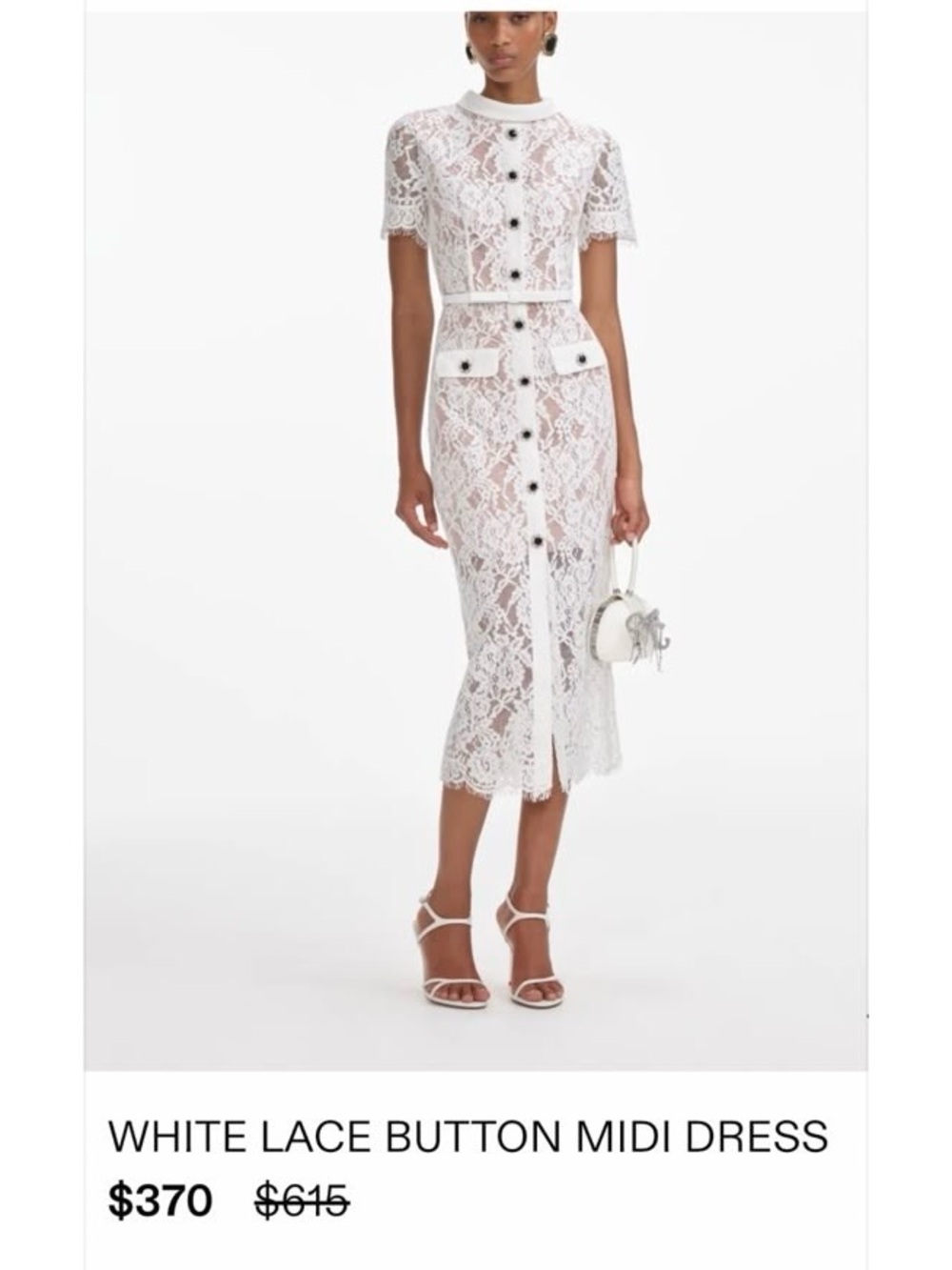 White Lace Button Midi Skirt